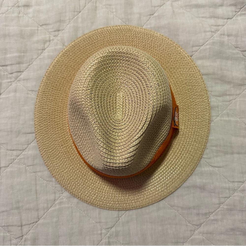 Epcot Flower and Garden Beige Straw Hat with Orange Bird Band - Picture 2 of 3